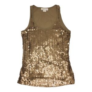 Michael Kors gold sequin tank top size PL NWT *
